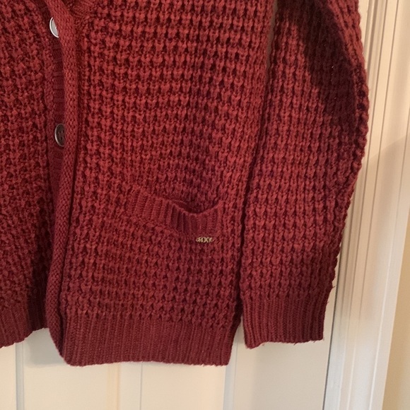 ROXY Boxy Cardigan Burgandy - Picture 3 of 5
